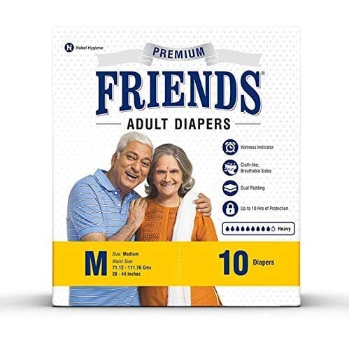 Friends Premium Adult Diapers (M), 10 Count