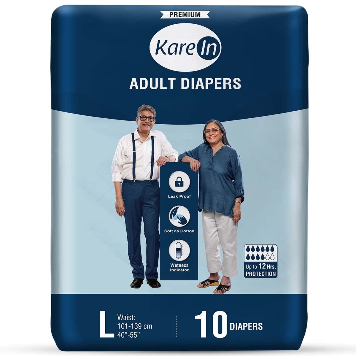 KareIn Adult Diapers, Large- 10 Count