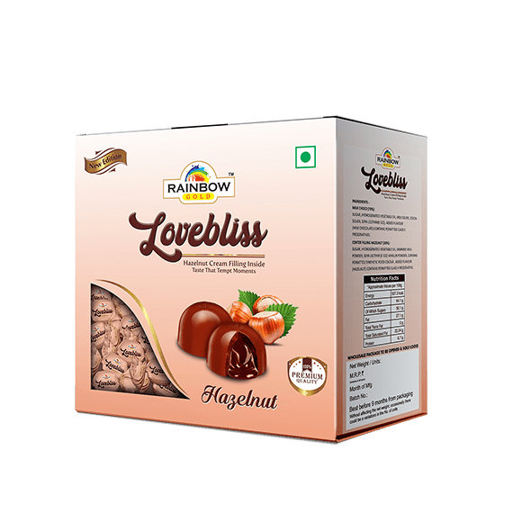 RAINBOW GOLD - Lovebliss Chocolate, Hazelnut flavoured, 60Pcs