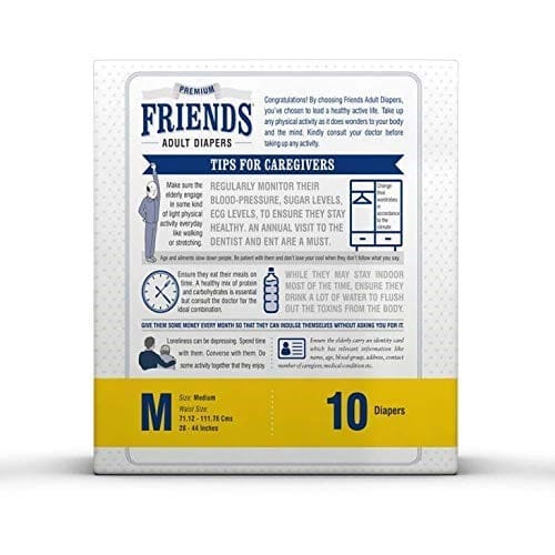 Friends Premium Adult Diapers (M), 10 Count