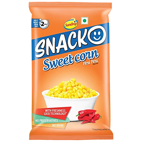 Sundrop Snacko Instant Sweet Corn - Peri Peri Flavour, No Preservatives, 153 g Pouch