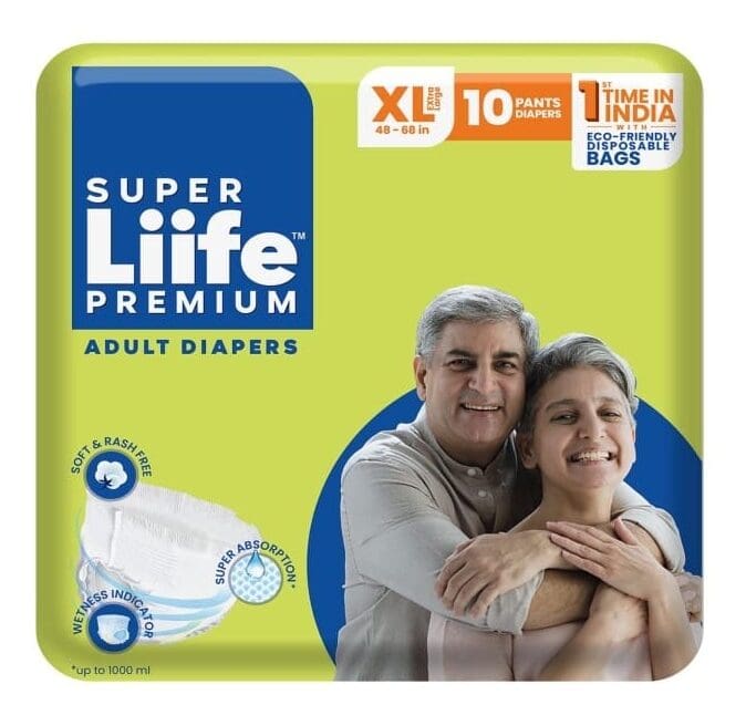 Super Liife Premium Adult Diapers, Extra Large-10 Count
