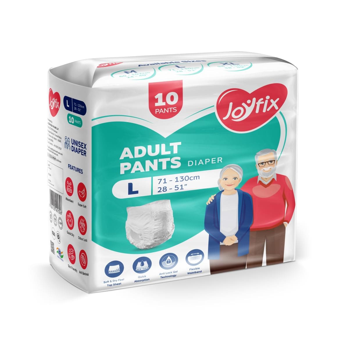 JOYFIX Adult Diapers Pant Style (L), 10 Pants