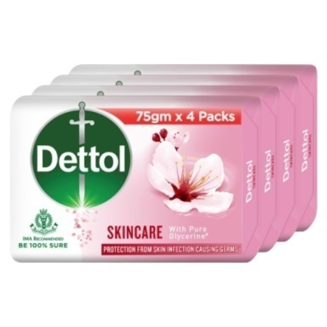 Dettol Skincare, Bathing Soap Bar, 150gm (Pack of 4)