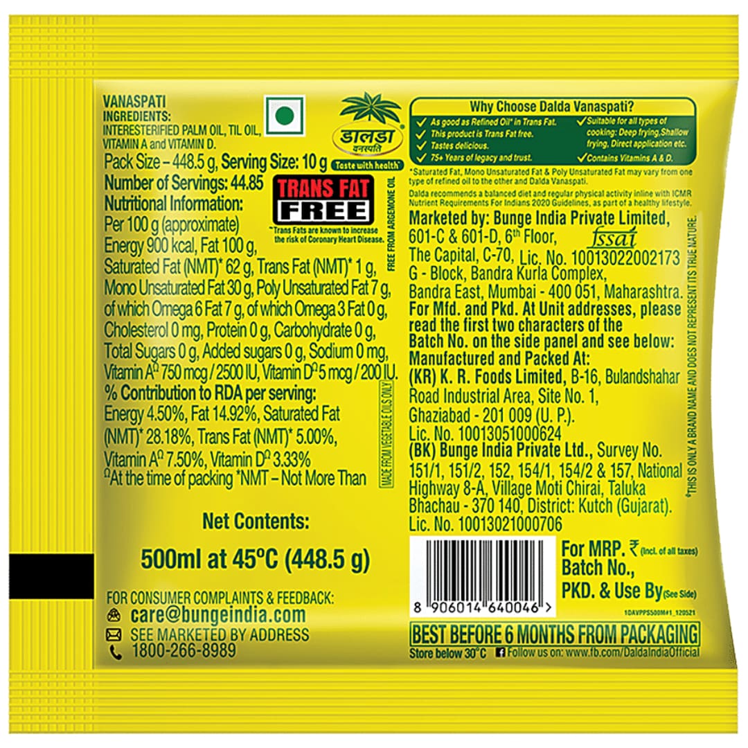 Dalda Vanaspati, 500mL Pouch