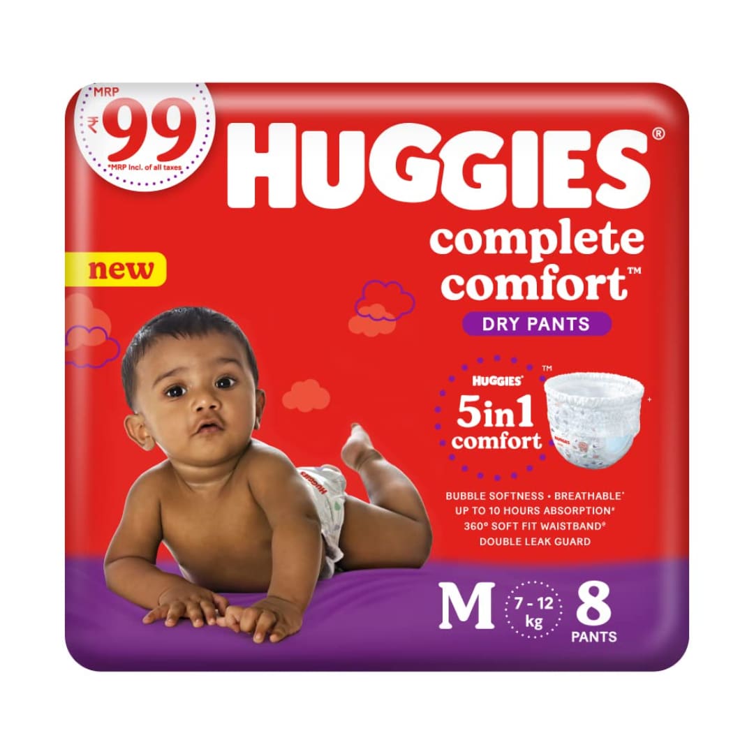 Huggies Complete Comfort Baby Dry Diaper Pants Medium, 8 Count