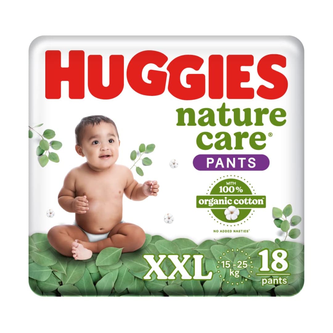 Huggies Nature Care Pants, Extra Extra Large (XXL) Premium Baby Diaper Pants, 18 Count