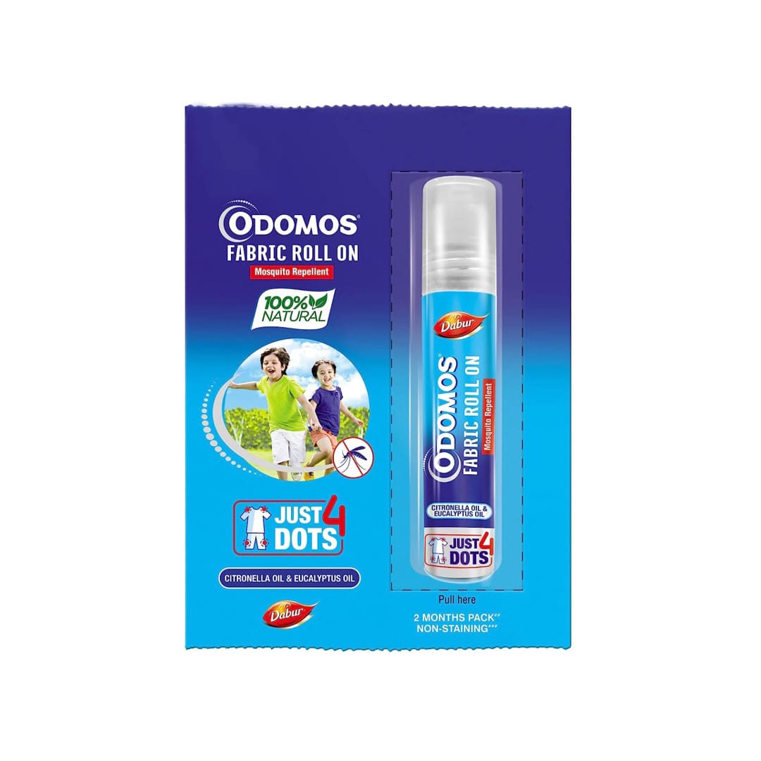 Odomos Mosquito Repellant Fabric Roll On - 8ml | Upto 8 Hrs Protection | Pediatrician Certified & Clinically Tested (Pack of 1)