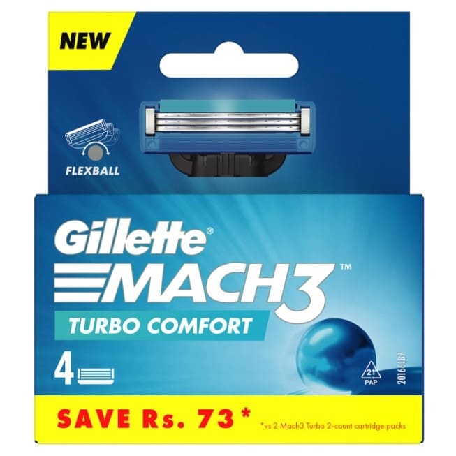 Gillette Mach 3 Turbo Manual Shaving Razor Blades - 4s Pack (Cartridge)