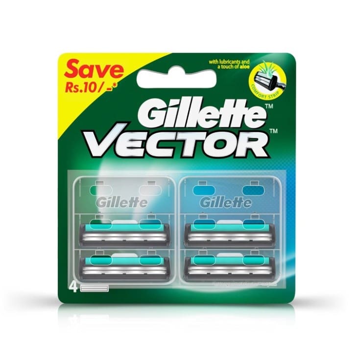 Gillette Vector Plus Manual Shaving Razor Blades (Cartridge) - 4S Pack