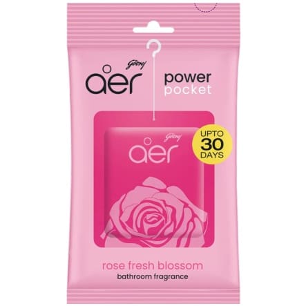 Godrej aer Power Pocket | Bathroom freshener – Rose Fresh Blossom, 10g
