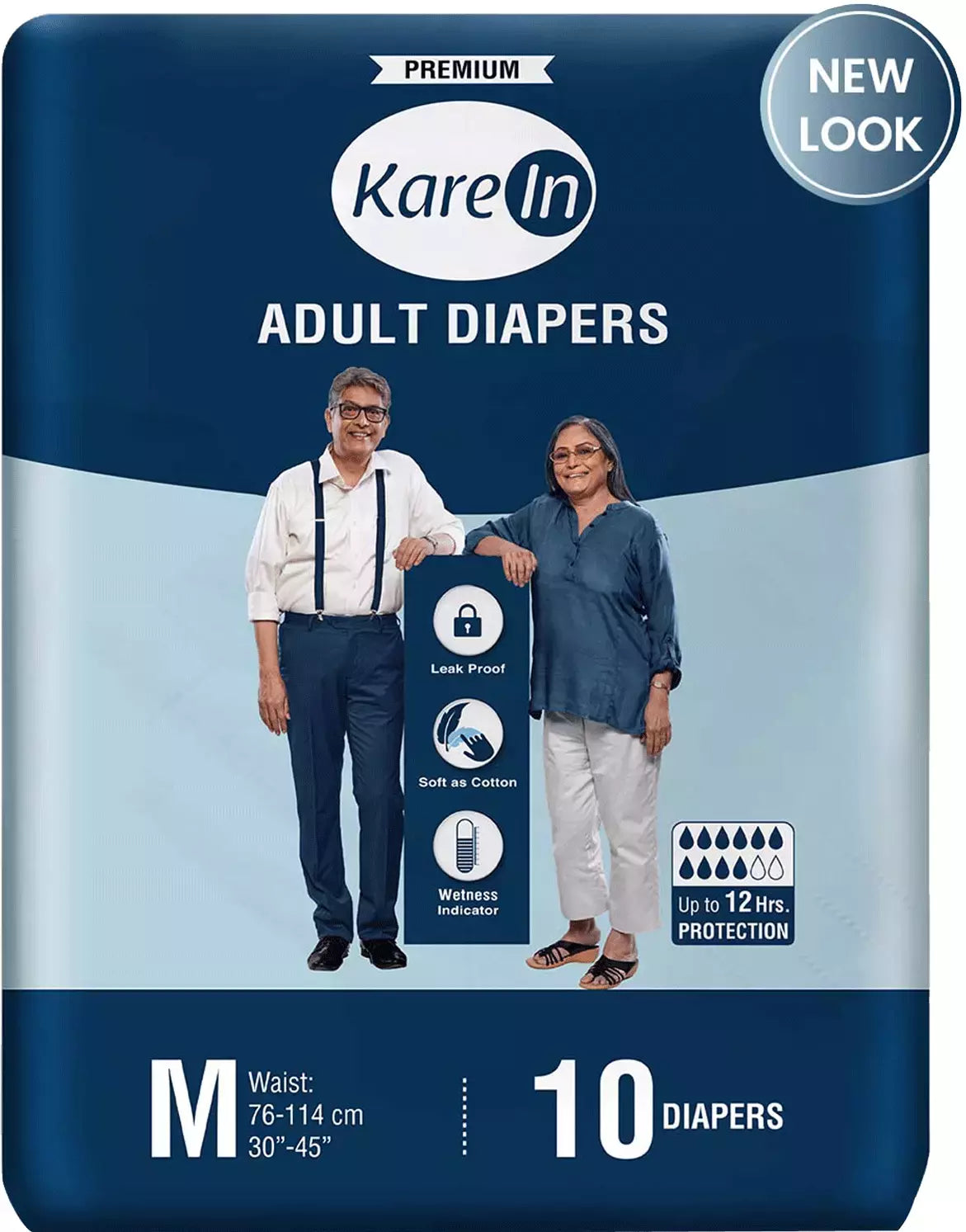 KareIn Classic Adult Diapers, Medium- 10 Count