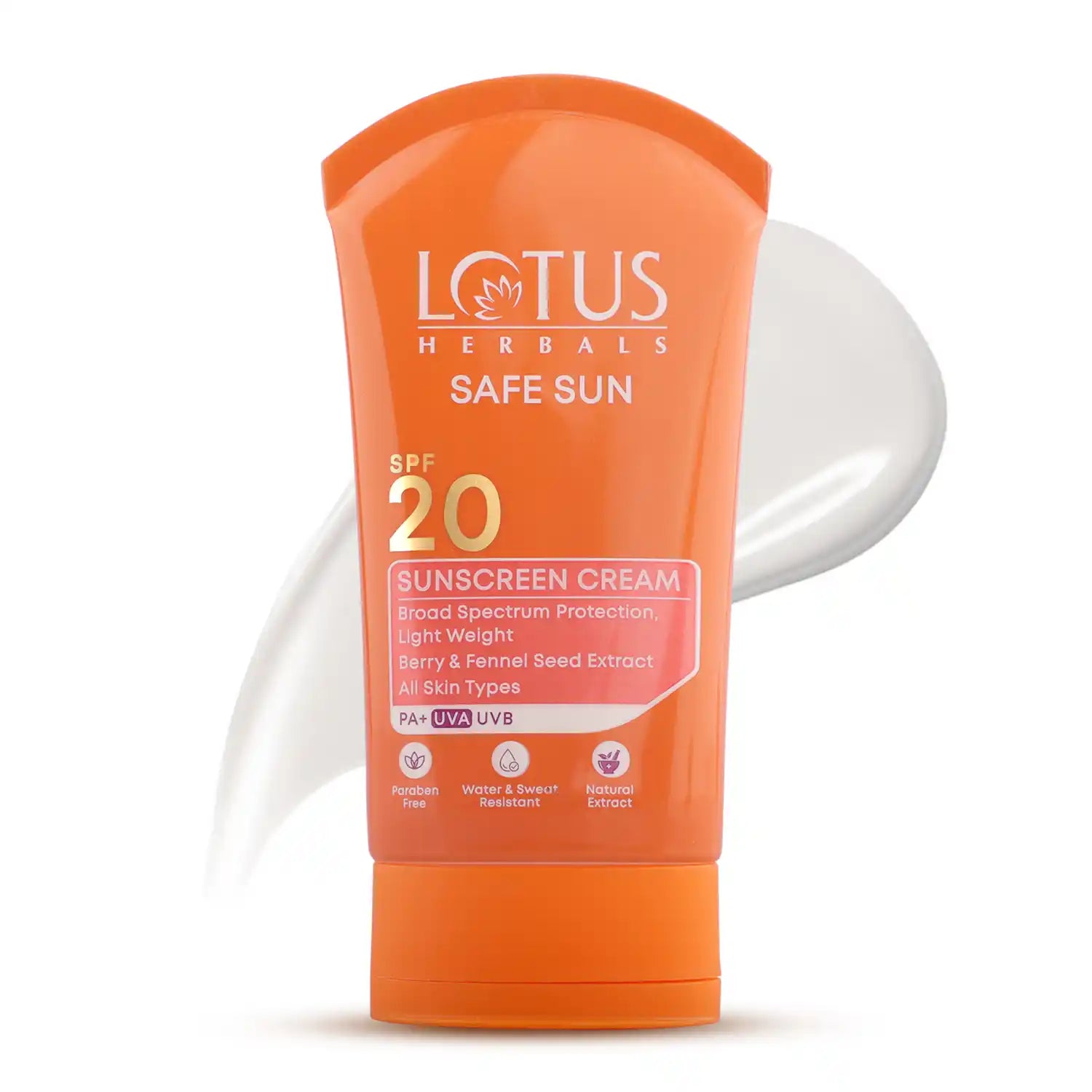 Lotus Herbals Safe Sun Sunscreen Cream, SPF 20 PA+ UVA UVB, 50g