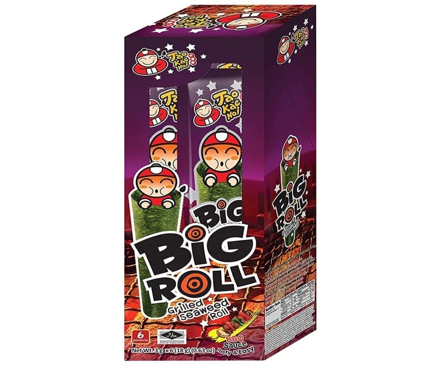 Tao Kae Noi Grilled Seaweed Big Roll BBQ Sauce Flavour, 6 x 3g