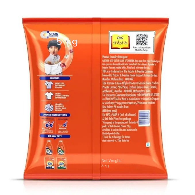 Tide Plus Double Power Detergent Washing Powder Lemon & Mint - 1 Kg