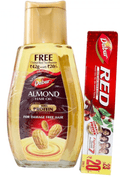 Dabur Almond Hair Oil, 200ml with (Free Dabur Red Toothpaste 42g)