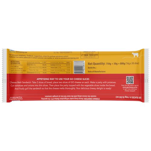 Go Cheese Slice - Plain, 750 g (50 Slices)