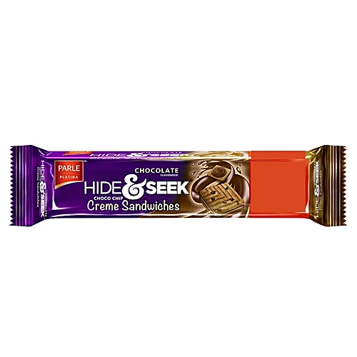 Parle Platina Chocolate Flavoured Hide & Seek Choco Chip Creme Sandwich Biscuits, 125 g