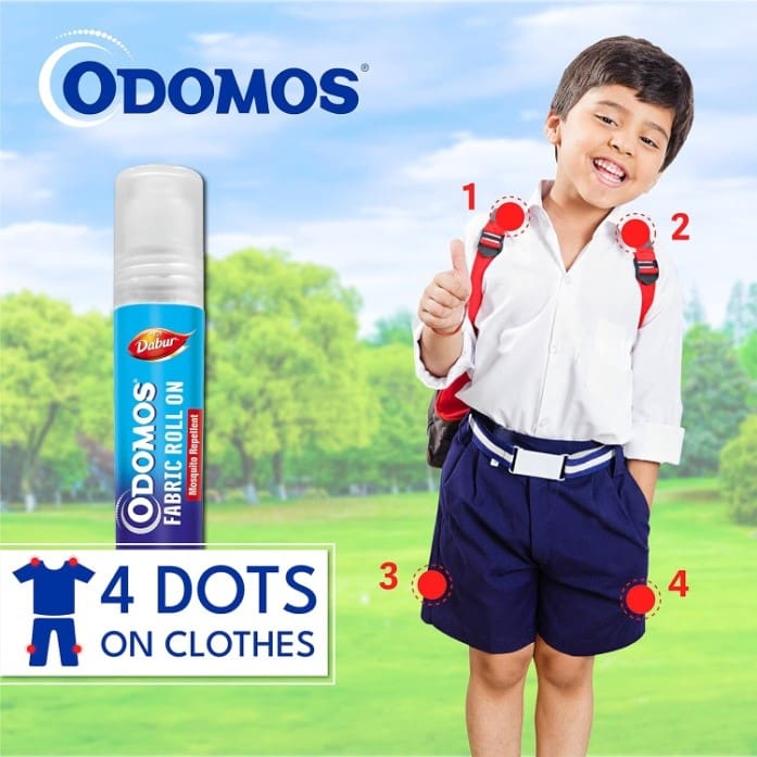 Dabur Odomos Mosquito Repellant Fabric Roll On, 8ml
