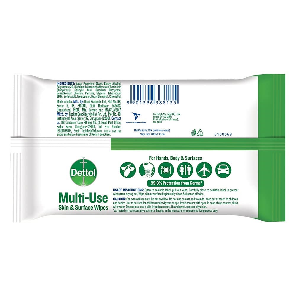 Dettol Wipes Original,10 Wipes ( Pack of 12)
