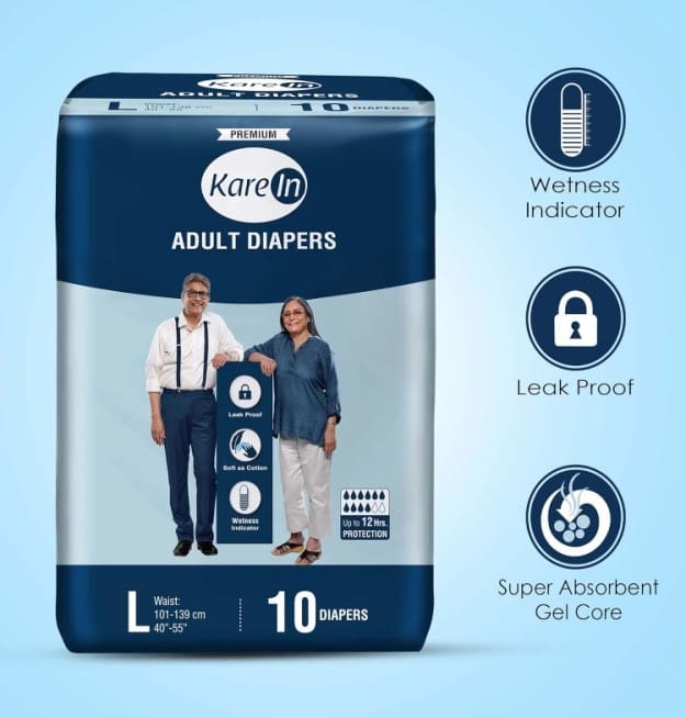 KareIn Adult Diapers, Large- 10 Count