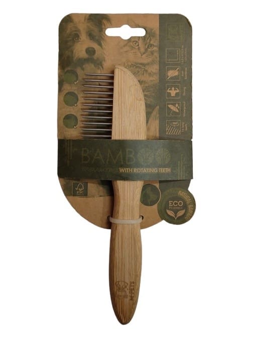 M-Pets, Bamboo Regular Comb with Rotating Teeth