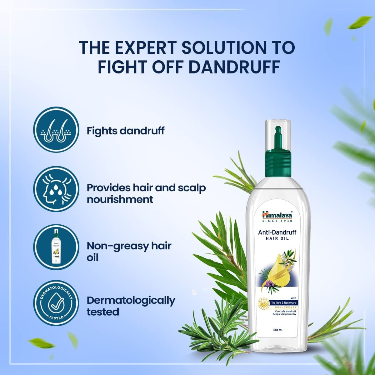 Himalaya Anti-Dandruff Hair Oil with Tea Tree and Rosemary, 200ml