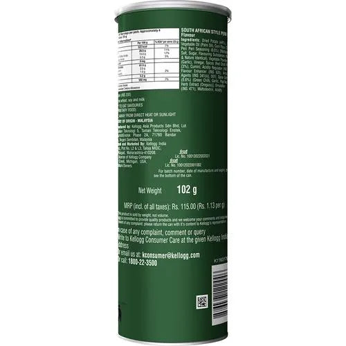 Pringles Potato Chips - Peri Peri Flavoured, Crunchy, Crispy - 102 gm