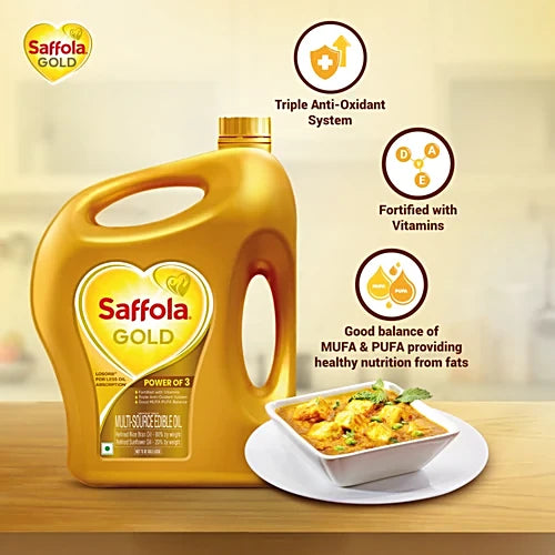 Saffola Gold Edible Oil, 5 L (Get 1 L Pouch Free)