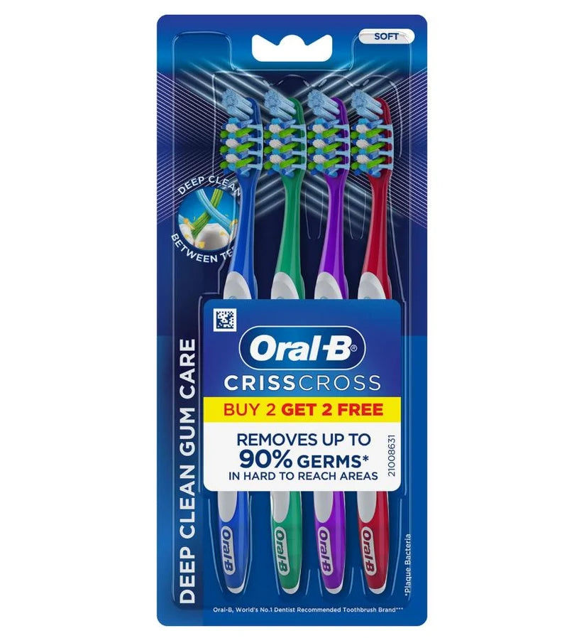 Oral-B Criss Cross Soft Toothbrush, (Buy 2 Get 2 Free)