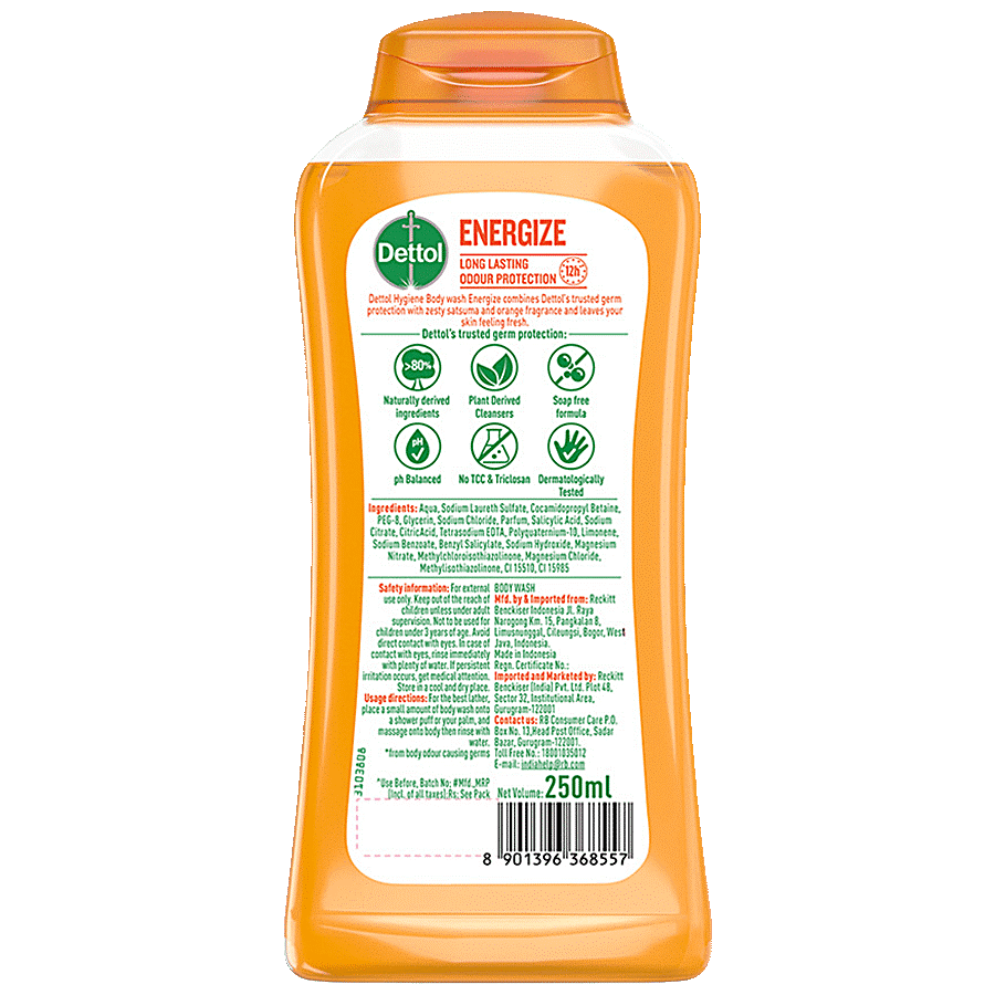 Dettol Energize Hygiene Body Wash - Satsuma & Orange, 250ml