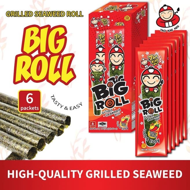 Tao Kae Noi Grilled Seaweed Big Roll Spicy Flavour, 6 x 3g