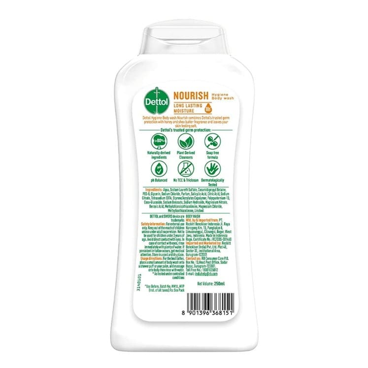 Dettol Body Wash, Honey & Shea Butter, 250ml