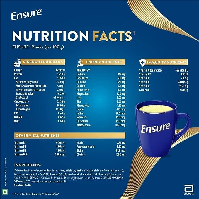 Ensure Complete, Balanced Nutrition Drink For Adults Vanilla Flavour, 1kg