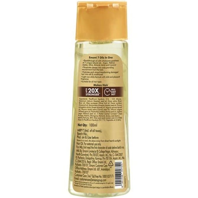 Emami 7 Oils Hair Oil - Light & Non Sticky, For Stronger Hair, 100ml
