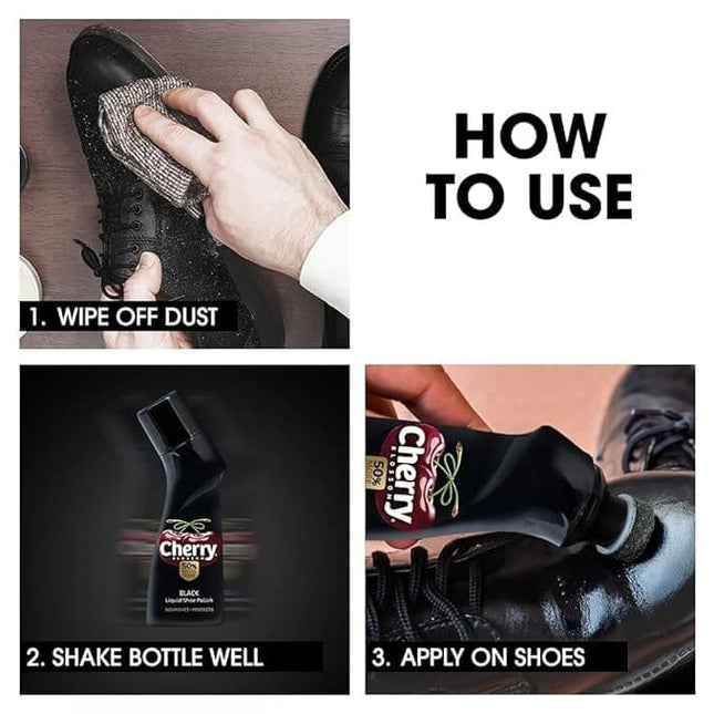 Cherry Blossom Liquid Shoe Polish Black, 75ml
