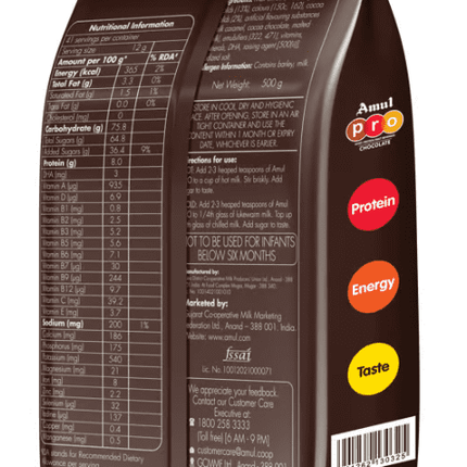 Amul Pro Whey Protein - Malt Beverage Health Drink With DHA & Chocolate, 500gm