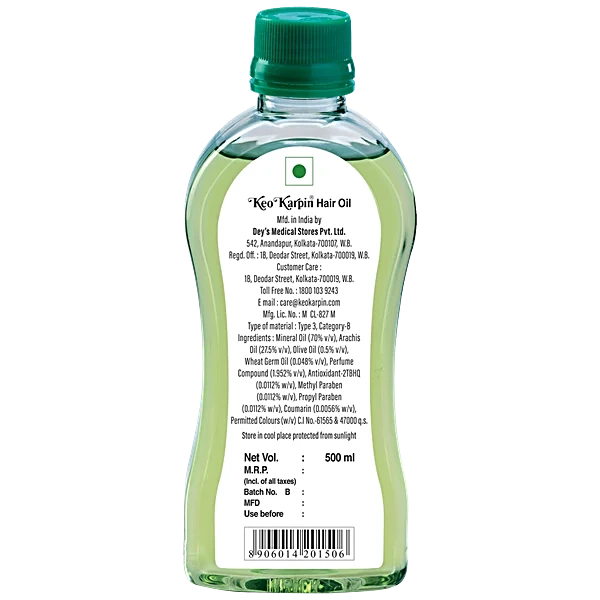 Keo Karpin Hair Oil - Non Sticky With & Olive Oil, 500 ml