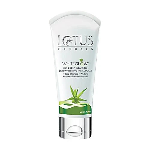Lotus Herbals Whiteglow 3-In-1 Deep Cleansing Skin Whitening Facial Foam, 50g