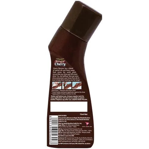 Cherry Blossom Liquid Shoe Polish, Dark Tan, 75 ml
