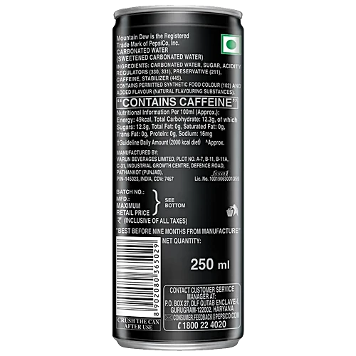 Mountain Dew Soft Drink, 250ml