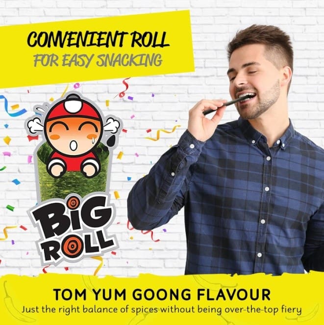Tao Kae Noi Grilled Seaweed Big Roll Tom Yum Goong Flavour, 6 x 3g