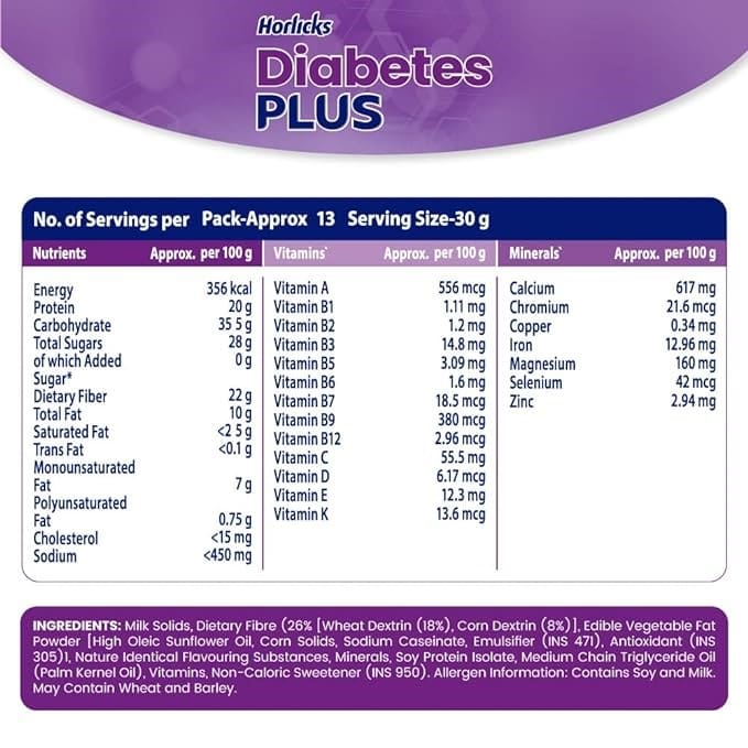 Horlicks Diabetes Plus Vanilla, 400gm
