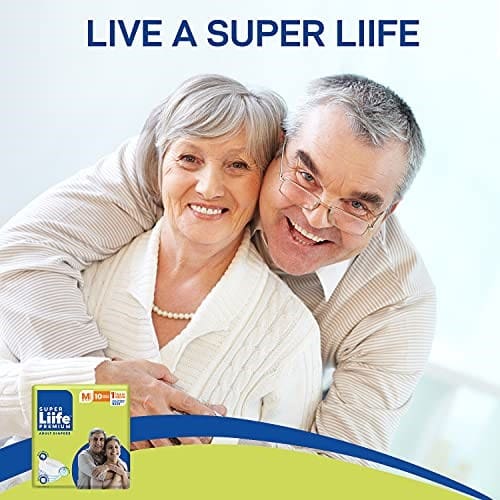 Super Liife Premium Adult Diapers, Medium-10 Count
