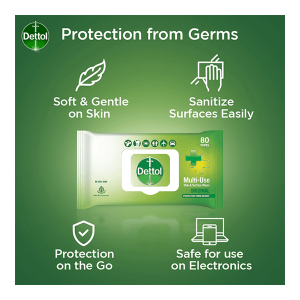 Dettol Wipes Original, 80 Wipes