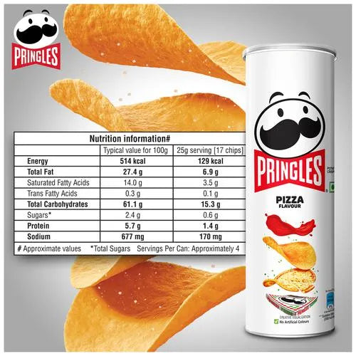 Pringles Pizza Flavour Potato Crisps, 107gm