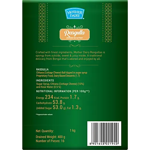 Mother Dairy Rasgulla, 1Kg