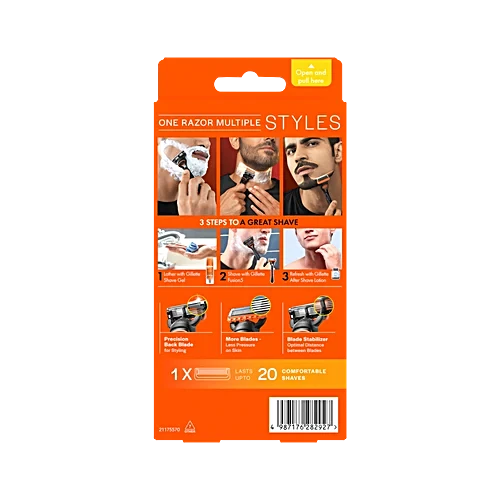 Gillette Fusion 5, Shaving Razor for Men, With Back Blade for Beard Shaping, 1 pc