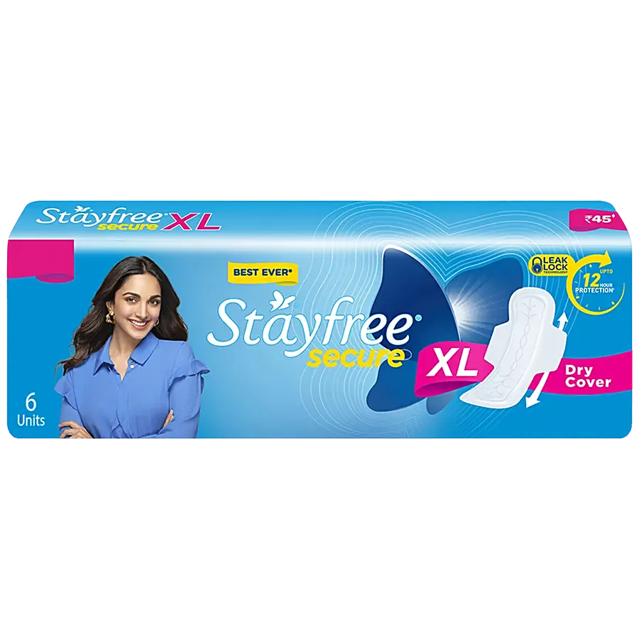 Stayfree Secure Dry Cover XL, 6 Units