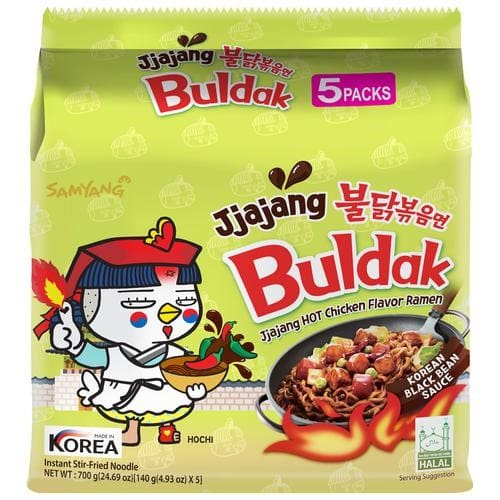 Buldak Jjajang Hot Chicken Flavor Ramen,140 g (Pack of 5)